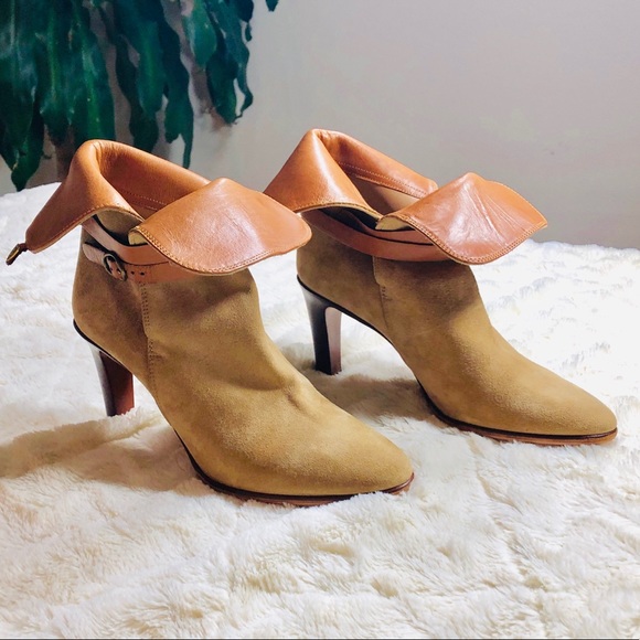π₯HPπ₯NWOT! Chloe Fold Over Suede Ankle Boots - Picture 4 of 8